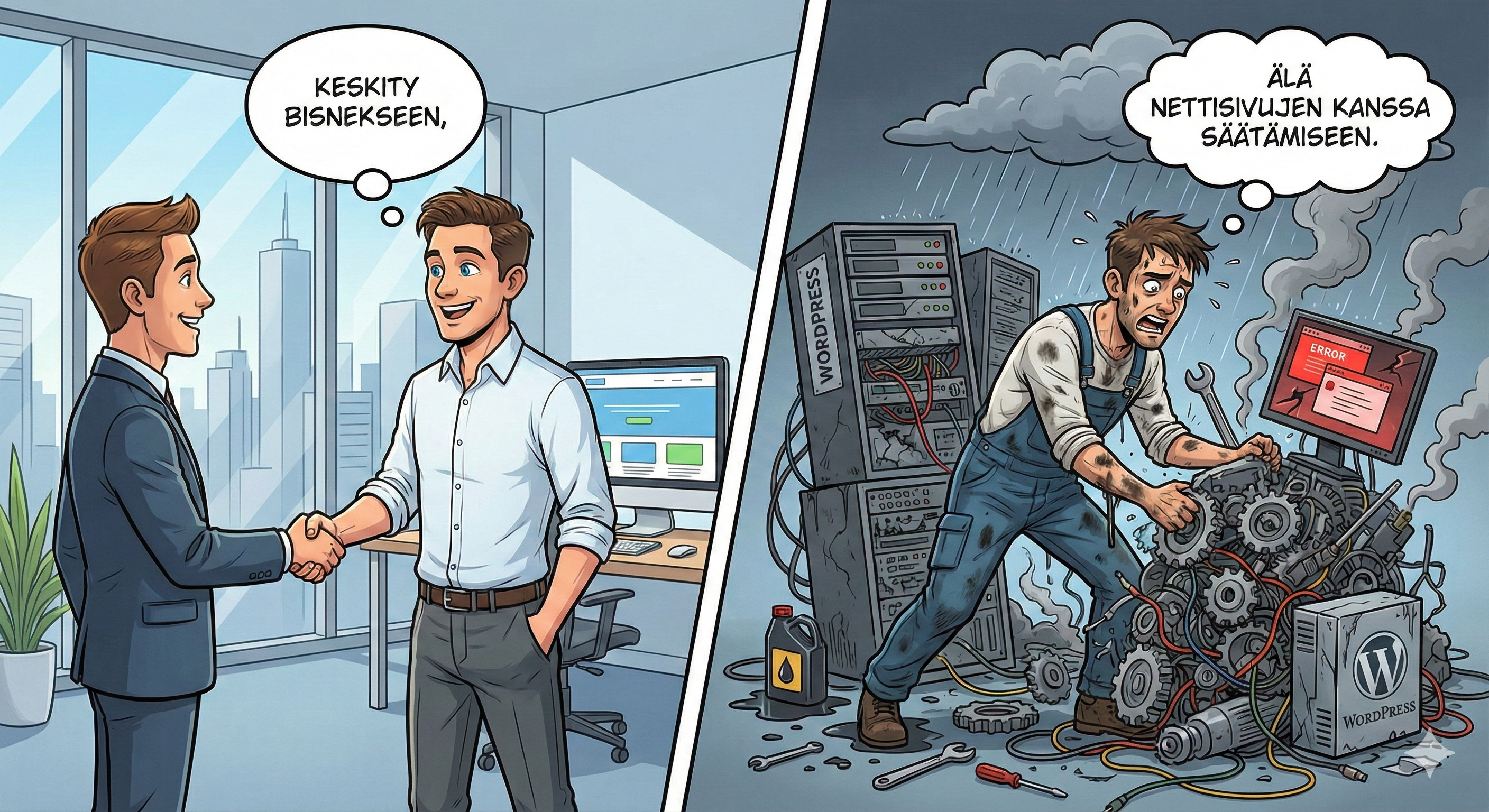 Vertailu: Järjestelmäpohjainen sivu vs. huoltovapaa koodattu sivu